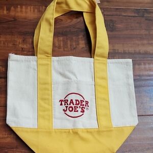 Trader Joe's Yellow and White Tote Bag